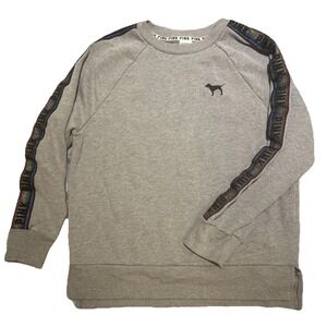 Victoria Secrets PINK Sweatshirt Womens Sz S Grey Long Sleeve Pullover Black Dog